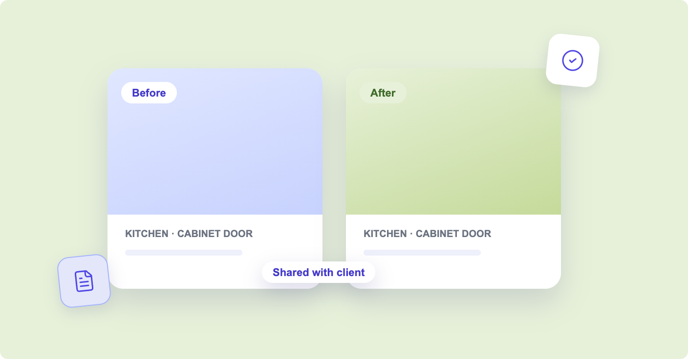 Before and after job photos shared with the customer and kept on the job record