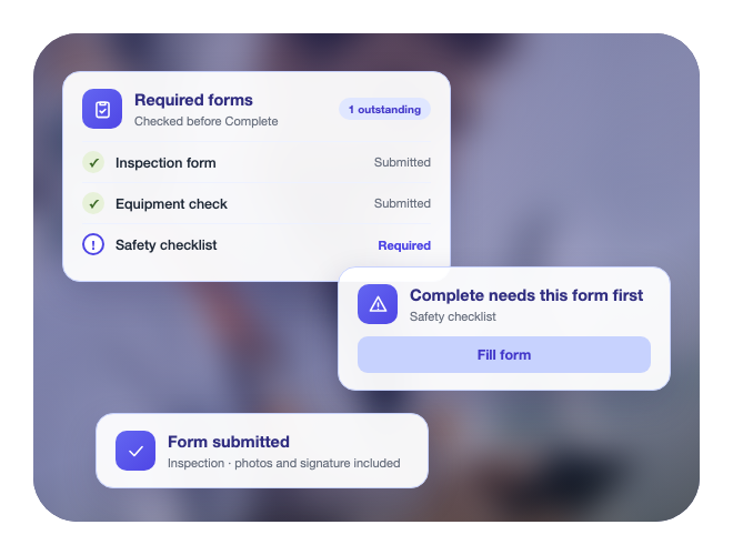 Required forms checked before a visit can be completed