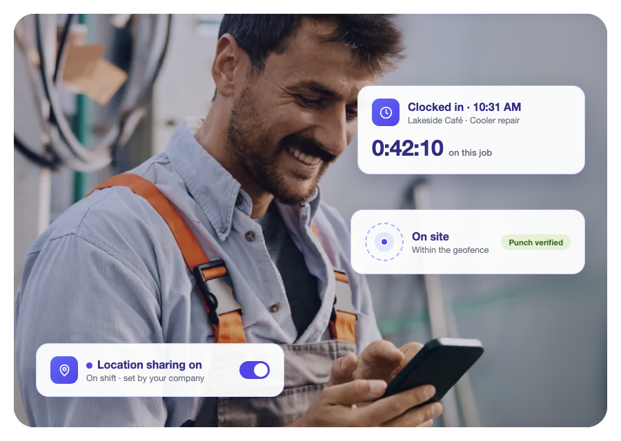 Geofenced time and location tracking in the Ritmas mobile app